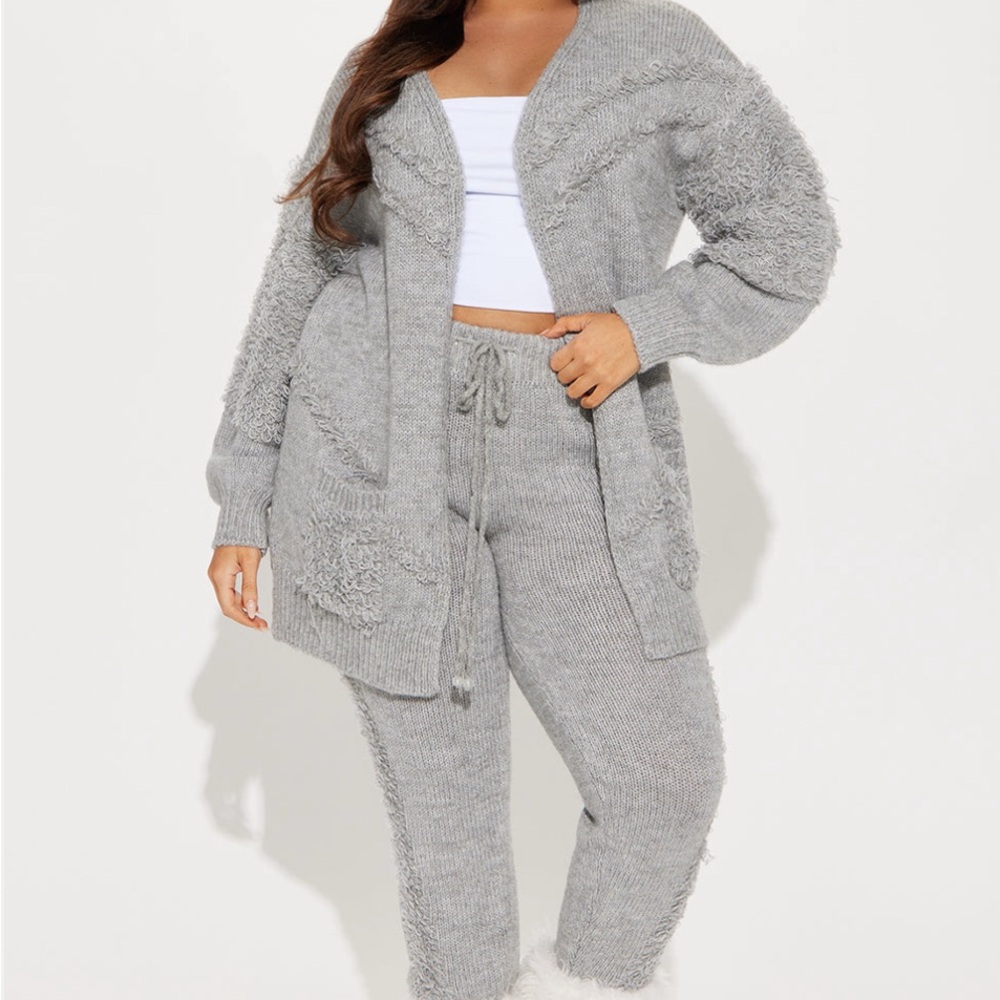 Fashion Nova Soft Gray Knit Lounge Set